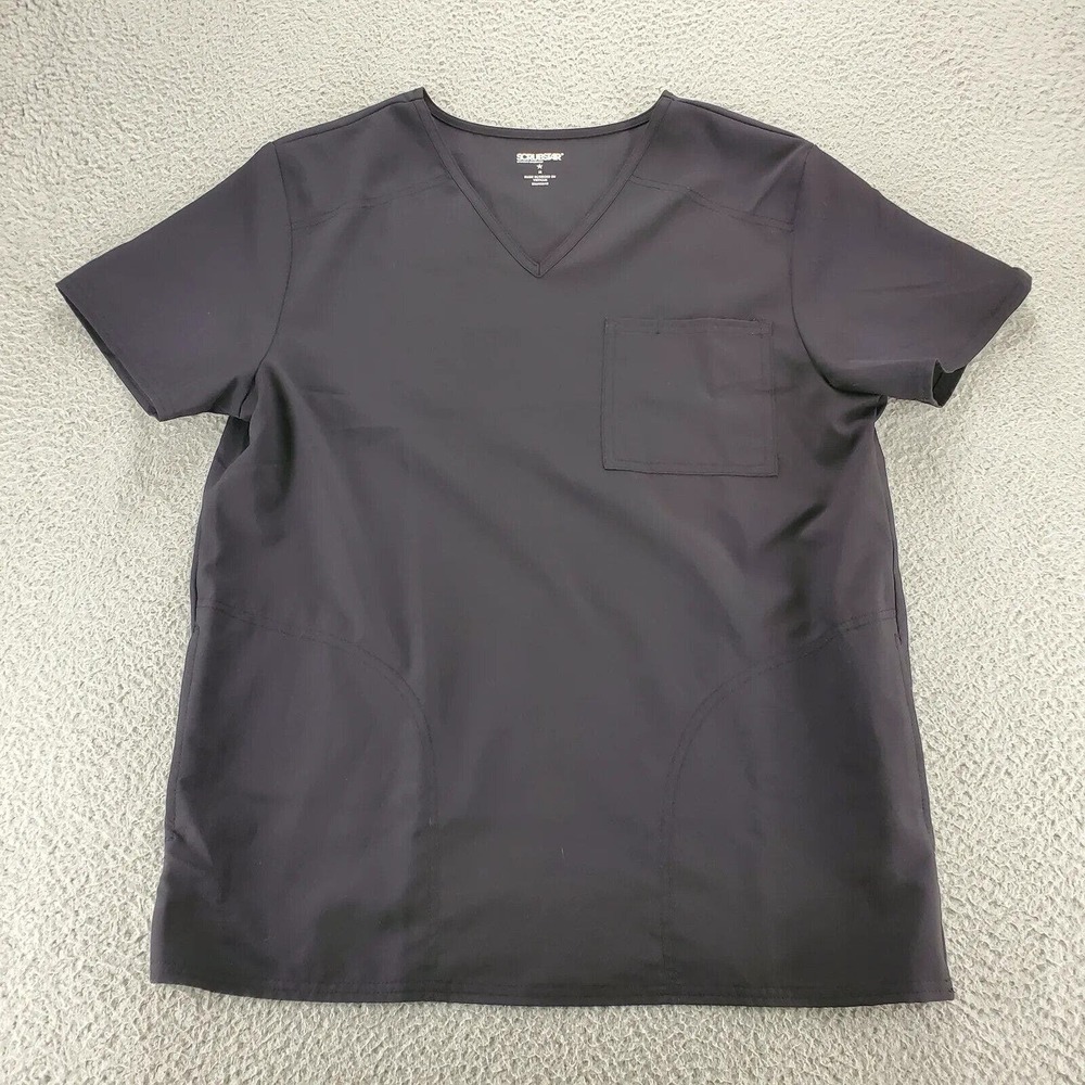 Scrubstar Shirt Womens Medium Black Short Sleeve Medical Workwear Scrub Pockets
